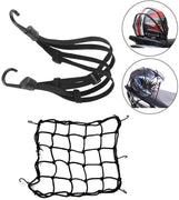 RXYYOS Filet à bagages élastique (40 X 40cm) et sangle à bagages élastique 60cm avec CROCHETS pour vélo/Moto, Attache pour casque de moto Sac à bagages en filet (noir) - Beewik-Shop.com