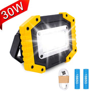 Projecteur LED rechargeable 30W avec batterie Trongle de sécurité et 3 modes de camping, Projecteur COB avec USB étanche pour un usage de pêche, de randonnée avec batterie inclus. - Beewik-Shop.com