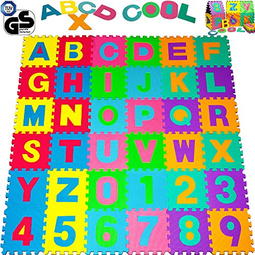 Puzzle Tapis Mousse Bebe Alphabet Et Chiffres 86 Pieces 36 Dalles 32x3 Beewik Shop