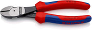 KNIPEX 74 02 180 Pince coupante de côté à forte démultiplication noire atramentisée avec gaines bi-matière 180 mm - Beewik-Shop.com