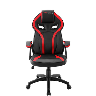 Mars Gaming MGC118 - Chaise de Jeu Professionnelle à roulettes (Inclinaison et Hauteur réglables, Repose-tête rembourré, Piston de Classe 4, Ergonomique), Rouge - Beewik-Shop.com