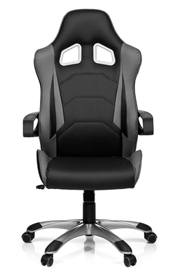 hjh OFFICE 621835 chaise de bureau gaming, fauteuil gamer RACER PRO I noir/gris en simili-cuir avec accoudoirs, siège-baquet RACING, appuie-tête intégré au dossier haut, piètement robuste et stable, support latérale optimale - Beewik-Shop.com