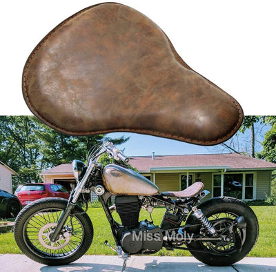 Selle Rétro Cuir Siège de Moto Solo Sportster Chopper Bobber - Beewik-Shop.com