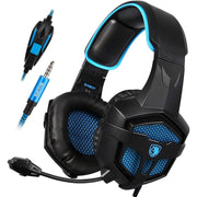 SADES SA-807 Playstation 4 Pro Xbox One S Casque stéréo de Jeu sur l'oreille Casque avec Microphone pour PC QP4 iPad Mobile Tablet Mac (Noir et Bleu) - Beewik-Shop.com