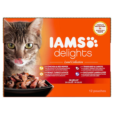 Iams Terre Land Collection Nourriture Humide en Gelée pour Chat Adulte Toutes Les Races 12 Sachets x 85 g - Beewik-Shop.com