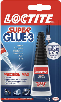 Loctite Super Glue-3 Précision Max, colle forte pour réparations précises, colle liquide tous matériaux, colle transparente à séchage rapide, flacon 10 g - Beewik-Shop.com