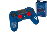 Pack d'accessoires de customisation pour manette PS4 avec coque / housse souple en silicone anti-transpirante et thumb grips caps pour joystick - PSG Paris Saint Germain n°09 Bleu - Beewik-Shop.com