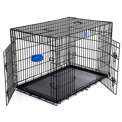 SONGMICS Cage pour Chien 2 Portes Pliable et Transportable avec Poignées et Plateau Noir XXXL 122 x 76 x 81 cm PPD48H - Beewik-Shop.com