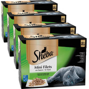 Sheba Mini Filets Sachets Fraîcheur pour Chat Adulte, Sélection Terre & Mer en Sauce 12x85g - Pack de 4 - Beewik-Shop.com