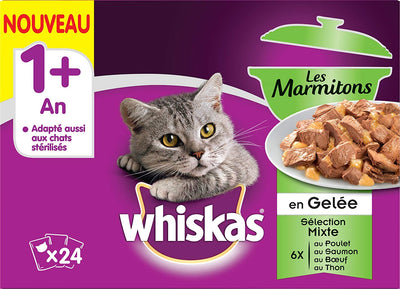 Les Marmitons Sachets Fraîcheur pour Chat Adulte en Gelée Mixte 24x85g (Lot de 2) - Beewik-Shop.com