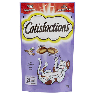 Catisfactions - Au Canard - Friandises pour Chats - Sachet de 60 g - Pack de 6 - Beewik-Shop.com