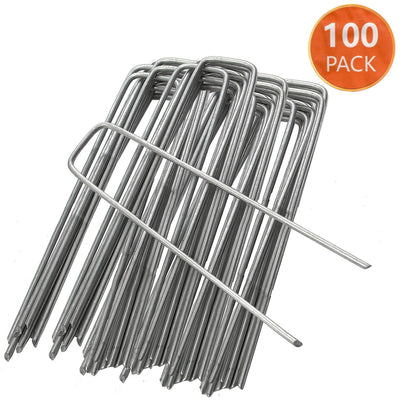 ARVO des Piquets de jardin pelouse Agrafes en forme de U à ongles mauvaises herbes Tissu Piquets galvanisé antirouille à chaud 150 mm/15,2 cm Lot de 100–2 ans de garantie - Beewik-Shop.com