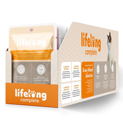 Marque Amazon- Lifelong Aliment complet pour chats adultes- Sélection mixte en sauce, 9,6 kg (96 sachets x 100g) - Beewik-Shop.com