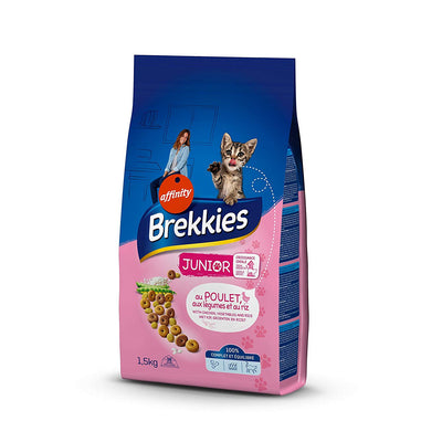 Brekkies Excel Croquettes pour Chat Junior (1-12 Mois) Poulet, Legumes et riz 1,5 kg - Lot de 6 - Beewik-Shop.com