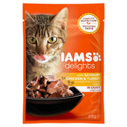 Iams Nourriture Humide en Sauce Poulet/Dinde pour Chat Adulte Toutes Les Races 85 g - Pack de 24 - Beewik-Shop.com