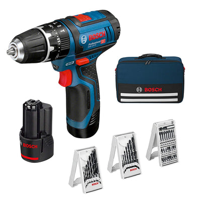 Bosch Professional Perceuse-visseuse sans fil GSB 12V-15, 2x2.0 Ah + accessoires + sac de transport - 0615990GB1 - Beewik-Shop.com