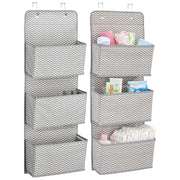 mDesign étagère de rangement avec 3 compartiments – lot de 2 – meuble de rangement en tissu pour peluches, couches ou serviettes de bain – sac de rangement suspendu – gris/crème - Beewik-Shop.com