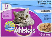 Whiskas sachets fraîcheur aux Poissons en gelée pour Chat 1 avec 24 x 100g - Lot de 2 (48 Sachets fraîcheur) - Beewik-Shop.com