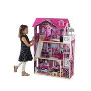 KidKraft 65093 Maison de poupées en bois Amelia incluant accessoires et mobilier, 3 étages de jeu pour poupées 30 cm - Beewik-Shop.com