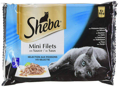 Sheba Délice Set de 13 x 4 Sachets Fraîcheur aux Poissons en Sauce pour Chat 85 g - Beewik-Shop.com