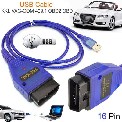 Nouveau câble d'interface USB vag-com KKL VAG-COM 409.1 OBD2 II OBD Scanner de Diagnostic câble automatique Aux pour Interface V W Vag Com - Beewik-Shop.com