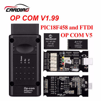 Op com V1.65 V1.78 V1.99 avec PIC18F458 FTDI op-com OBD2 outil de Diagnostic automatique pour Opel OPCOM peut BUS V1.7 peut être mise à jour flash - Beewik-Shop.com