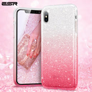 Coque de téléphone ESR paillettes rose noir argent pour Apple IPhone X Coque mignonne 3 couches souple TPU + PC couverture arrière rigide housses pour IPhone - Beewik-Shop.com