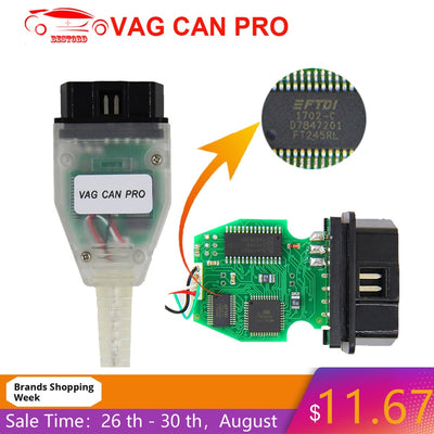 VAG peut PRO V5.5.1 avec FTDI FT245RL puce VCP OBD2 Interface de Diagnostic prise en charge de câble USB peut Bus UDS K ligne fonctionne pour AUDI/VW - Beewik-Shop.com