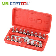 M. CARTOOL 18 PCS Tuyau De Vidange D'huile Plug Socket Set Vis Removal Tool Triangle Carré Hexagone T-bar Remover manches Spécial Outils - Beewik-Shop.com