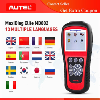 AUTEL MaxiDiag Elite MD802 Pro tout système OBD2 Scanner OBD 2 voiture automobile outil de Diagnostic OBDII Scanner de Code outil PK MD805 (MD802) - Beewik-Shop.com