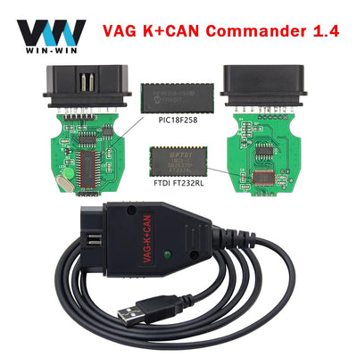 VAG K + peut Commander 1.4 PIC18F258 FTDI pour VW pour AUDI OBD OBD2 voiture Diagnostic outil automatique Scanner câble odomètre Correction réinitialiser - Beewik-Shop.com