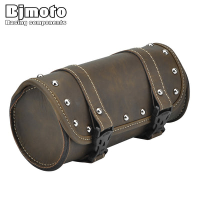 BJMOTO Sacs de selle de moto vintage marron/noir PU, Sacs de moto en cuir avec outils latéraux Sac de queue pour Harley Universal - Beewik-Shop.com