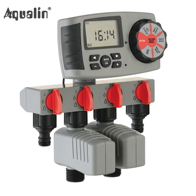 Aqualin Automatique 4-Zone Système D'irrigation Arrosage Minuterie Jardin minuterie d'arrosage Contrôleur Système avec 2 Électrovanne #10204 - Beewik-Shop.com