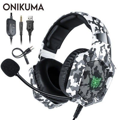 Casque ONIKUMA K8 PS4 Casque de jeu stéréo filaire pour PC Gamer avec lampes LED pour XBox One/tablette portable - Beewik-Shop.com