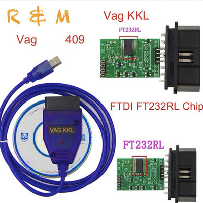 OBD2 FT232RL Vag-Com Interface câble KKL VAGCOM 409.1 voiture Auto USB obd 2 OBD Diagnostic Scanner Vag Usb câble Interface outil - Beewik-Shop.com