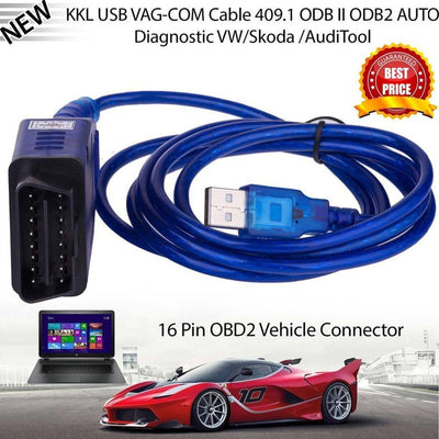 OBD2 USB Vag-Com câble d'interface KKL VAG-COM 409.1 OBD2 II OBD Scanner de Diagnostic câble automatique Aux USB Vag-Com câble d'interface - Beewik-Shop.com