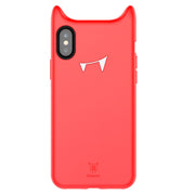 Baseus for iPhone X Soft Silicone Evil Printed Protective Cover Back Case(Red) - Beewik-Shop.com
