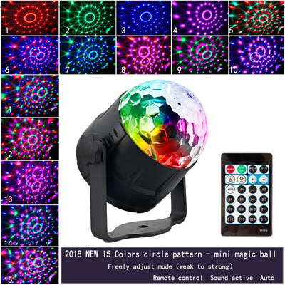 Mini-lampe boule magique LED 15 couleurs activée par le son avec télécommande Réglementation européenne - Beewik-Shop.com