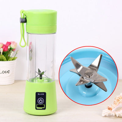 Mélangeur électrique de jus de fruits portable à 6 lames et à chargement USB vert_380ML - Beewik-Shop.com