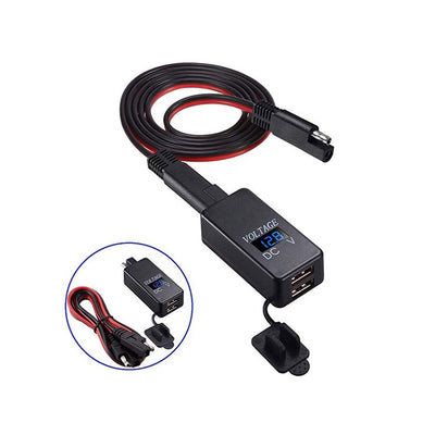 Adaptateur SAE vers USB Voltmètre Moto Charge rapide et Déconnexion 12V-24V 2.1V noir - Beewik-Shop.com