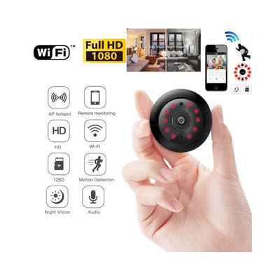 Mini caméra IP sans fil WiFi HD 1080P Caméra de sécurité domestique intelligente Caméras vidéo de vision nocturne pour iPhone Téléphone Android iPad PC Version infrarouge (prise UE) - Beewik-Shop.com