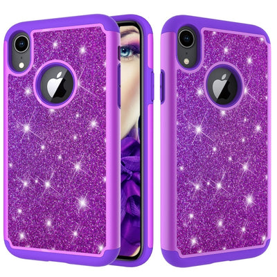 Silicone antichoc de peau de contraste de poudre de poudre étui de protection de PC pour iPhone XR (Violet) - Beewik-Shop.com