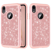 Silicone antichoc de peau de contraste de poudre de poudre étui de protection de PC pour iPhone XR (Or rose) - Beewik-Shop.com