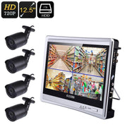 Four Channel DVR System - 20m Night Vision, 4x IP66 Waterproof Camera, 12.5-Inch Monitor, 720P HD, Local Playback - Beewik-Shop.com