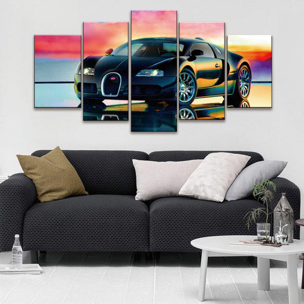 Bugatti Veyron 5 Panel Canvas Print Wall Art