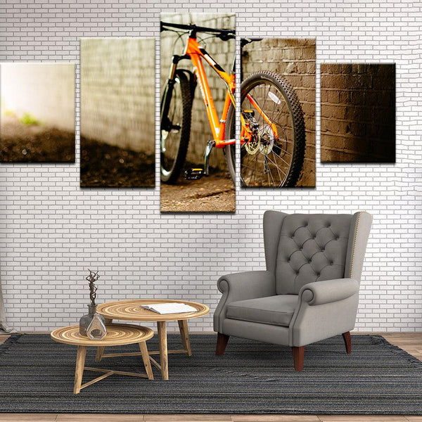 Mountain Bike In The Alley 5 Panel Canvas Print Wall Art