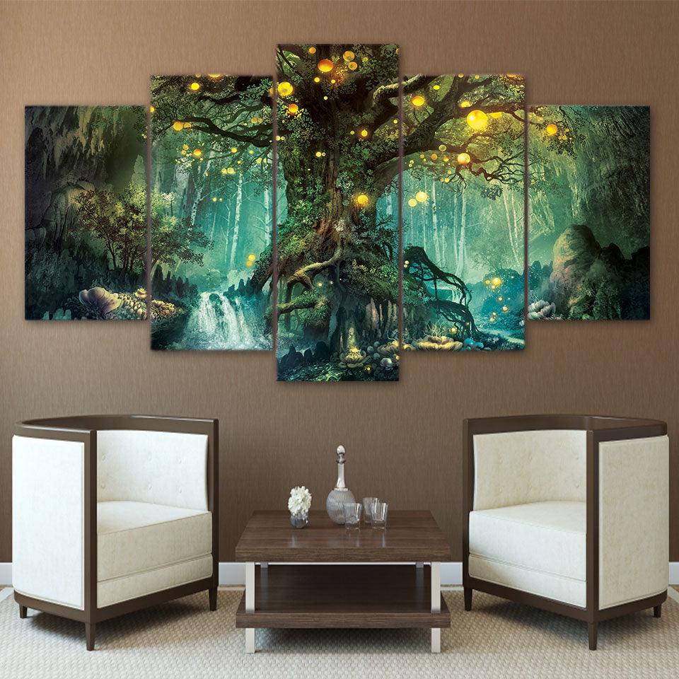 Magical Fairy Tree 5 Panel Canvas Print Wall Art | GotItHere.com