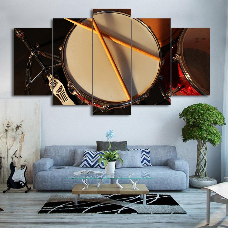 Drums Drumming Drum Set 5 Panel Canvas Print Wall Art | GotItHere.com