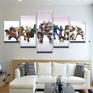 Overwatch Heroes Game Characters 5 Panel Canvas Print Wall Art Gotithere Com