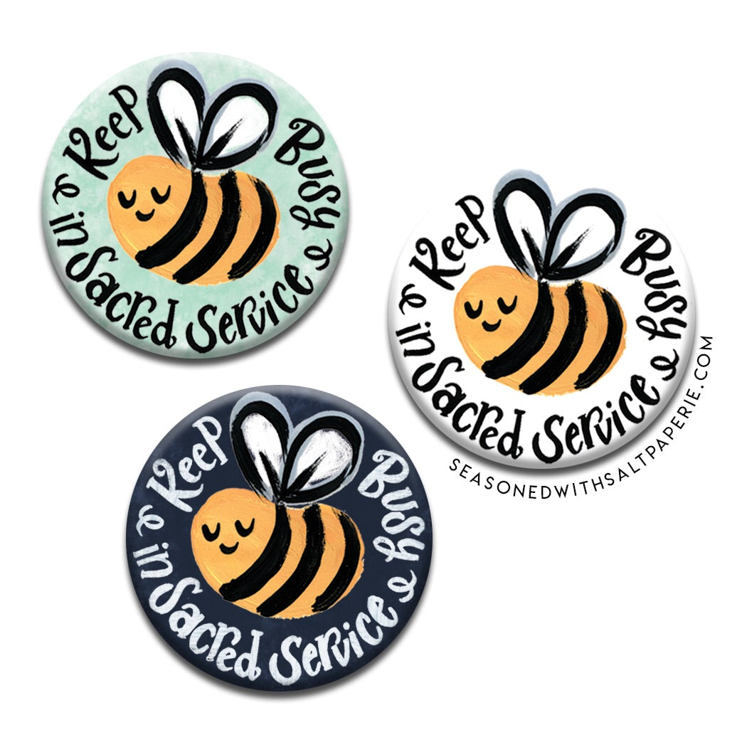Keep Busy In Sacred Service - JW Button Pin Badges
